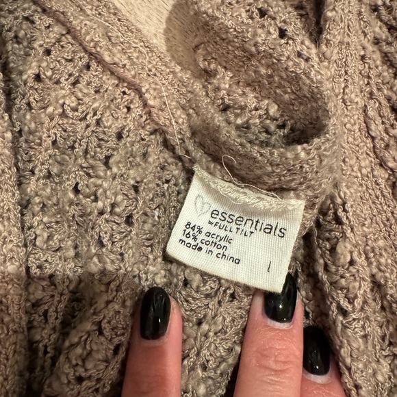 Full Tilt Taupe Knit Women's Cardigan - Picture 2 of 2